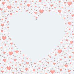 Background filled with small pink hearts creating a large heart shape in the center for a romantic setting