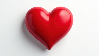 Bright red heart, stark white background; simple design, heart, card