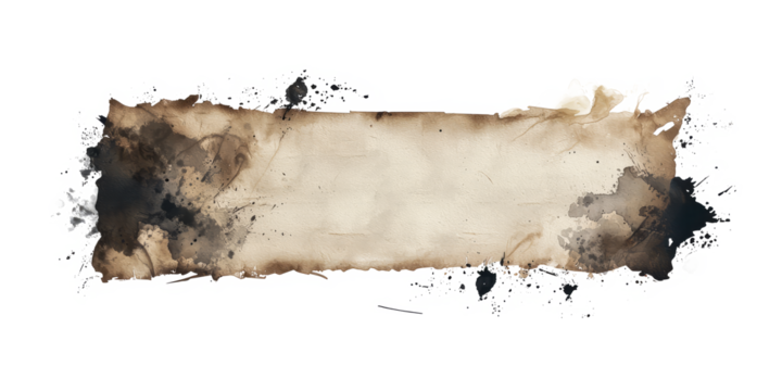A scroll covered in deep ink stains.