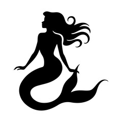 Beautiful Mermaid Silhouette for Stationery Design