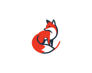 Colorful fox logo design icon symbol vector illustration
