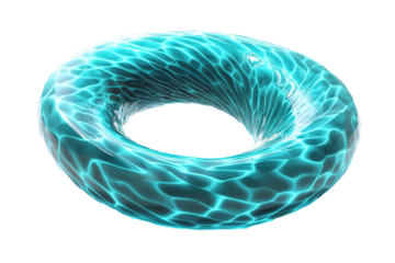 Wormhole with glowing turquoise spiral patterns, low poly on a white background