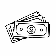 A neat pile of cash, featuring stacked hundred-dollar bills, displayed on a clear background.