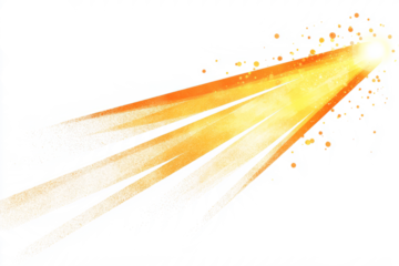 sun rays effect with bright yellow rays and glowing highlights isolated on white background