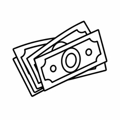 A pile of stacked dollar bills, with packs of hundred-dollar notes, placed on a transparent background.