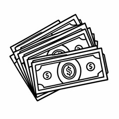 A pile of stacked packs of hundred-dollar bills, isolated on a transparent background.