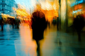 Naklejka premium Dynamic urban abstract photography featuring motion blur for a captivating visual experience