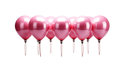 Pink Balloons Floating on Black Background, Party Decor, studio view, isolated on transparent background.