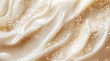 Abstract cream texture featuring soft waves and bubbles suitable for moisturizing and skincare themes in beauty and wellness designs