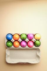 colorful eggs on pastel background. easter background