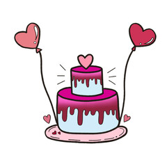 birthday cake with hearts in valentine day