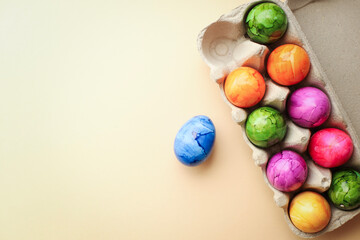 colorful eggs on pastel background. easter background