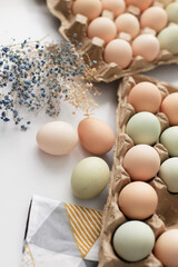 colorful eggs on pastel background. easter background