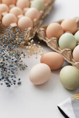colorful eggs on pastel background. easter background