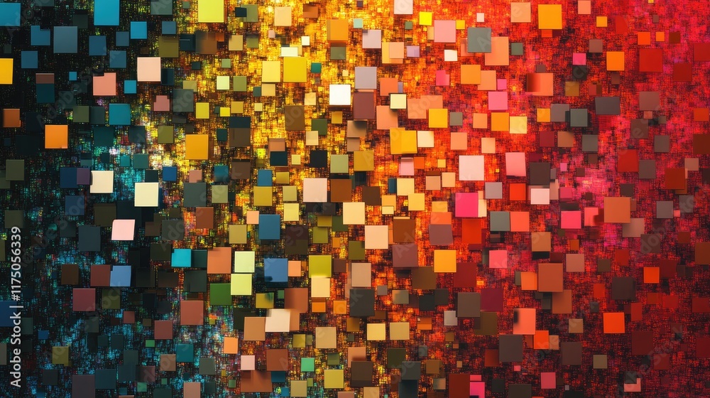 Fototapete Vibrant Abstract Cube Background with Colorful 3D Pixels Technology Concept for Modern Design and Digital Art Applications