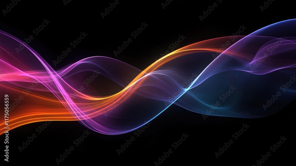 Poster colorful abstract waves blend harmoniously across a smooth dark background creating a dynamic and ca