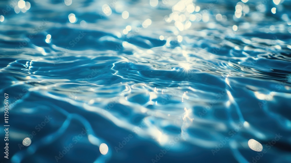 Aufkleber calm blue water surface with gentle ripples and light reflections creating a serene and tranquil tex