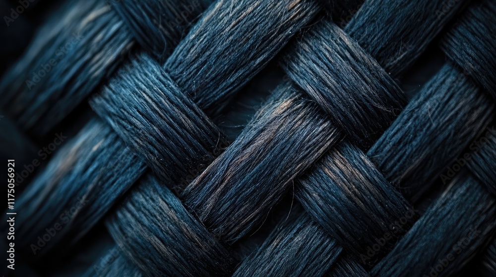Poster dark woven textile texture showcasing intricate patterns of interlaced fibers for use in design and 