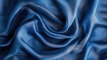 Obraz premium Elegant Dark Blue Silk Fabric with Soft Draped Texture for Background Use