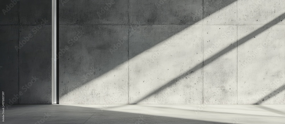 Poster minimalist dark gray concrete wall with shadows and empty space for text or graphics usage in modern