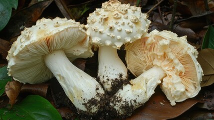 Amanita excelsa false blushing amanita mushrooms growing in a forest natural habitat with distinctive appearance and unique textures