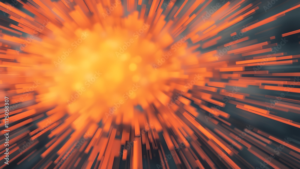 Wall mural blurred orange zoom perspective background. abstract soft explosion effect. generative ai