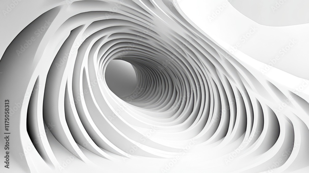 Poster abstract white tunnel with curved lines creating a flowing movement background for modern designs an