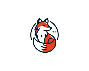Colorful fox logo design icon symbol vector illustration