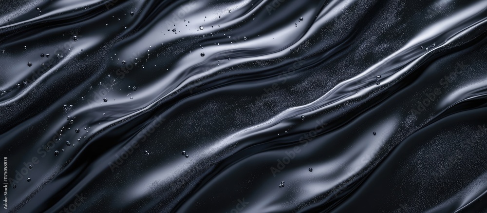 Poster Fluid Dark Wavy Underwater Texture with Fine Particle Flow for Elegant Product Placement and Copyspace in Atmospheric Liquid Marble Design