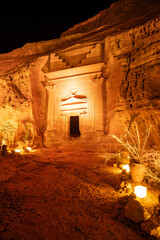 Hegra by night, Saudi Arabia