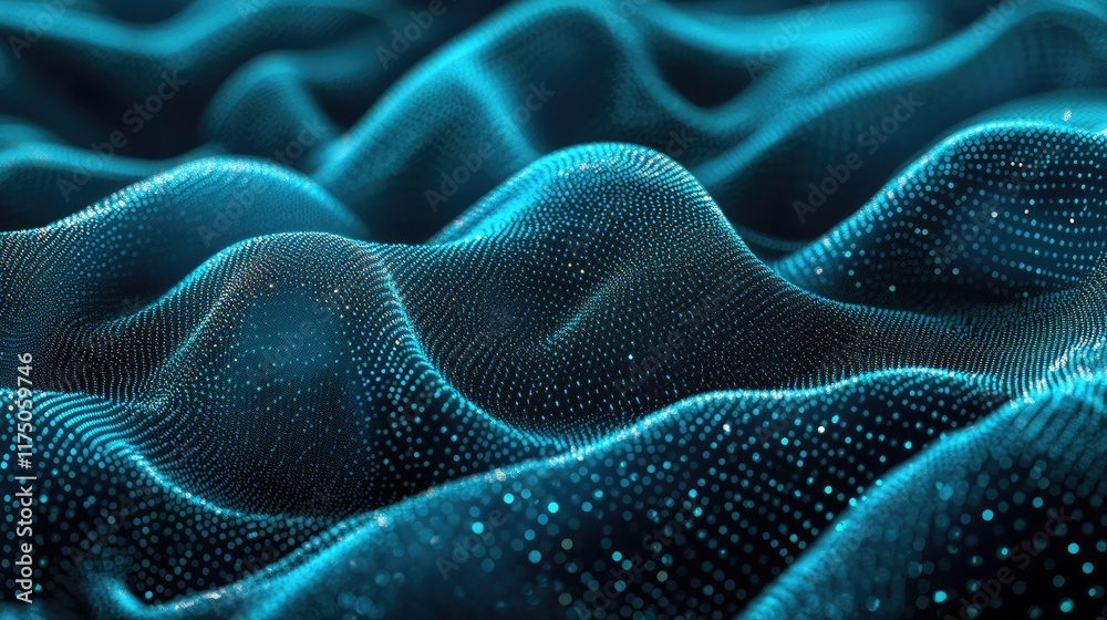 Poster Abstract Blue Green Gradient Mesh Texture with Dynamic Flow and Grainy Noise for Background Design and Digital Art Projects