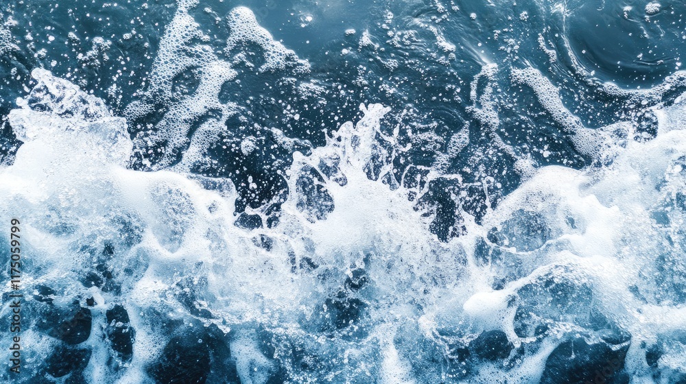 Leinwandbilder Aerial view of dynamic ocean waves creating a splash with ample space for text placement ideal for advertising or promotional content
