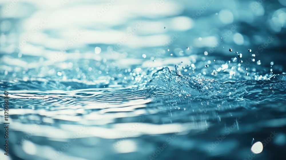 Leinwandbilder calm light blue water surface with ripples and bubbles creating a tranquil texture background for se