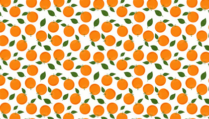 Seamless pattern with oranges on a white background. Vector illustration.