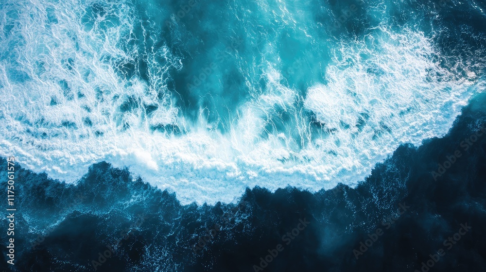Aufkleber aerial view of dynamic ocean waves creating a serene and vibrant coastal scene ideal for text overla