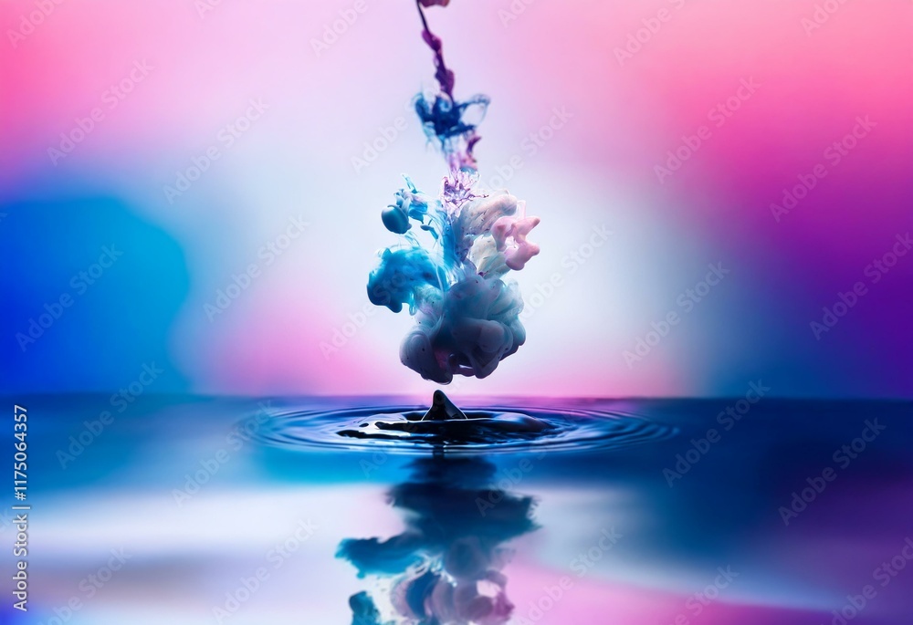 Poster abstract colorful ink drop splash in water.