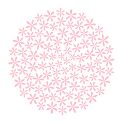 Abstract flowers Circle background texture in trendy soft pink. Monochrome backdrop in minimalism