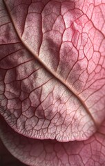 Obraz premium Beautiful pink camellia petal macro photography, with detailed texture and soft lighting, focusing on the intricate details of the petals and using depth of field to create an artistic background