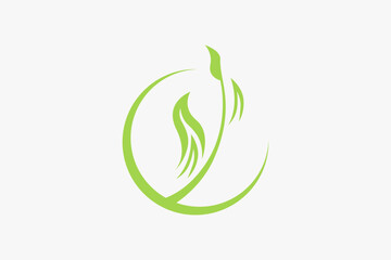 Green plant in circle simple logo 