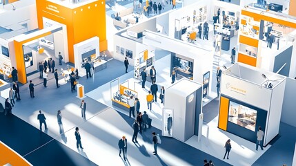 Aerial View Of A Modern Trade Show Exhibition