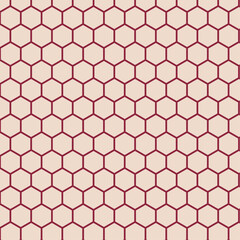 Japanese Pattern: Kikko Seamless Design - Reddish Brown on Beige (亀甲 赤茶 ベージュ 和柄)