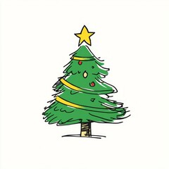 Fototapeta premium simple clip-art of a Christmas tree with a star on top on white background
