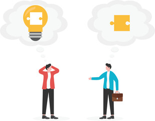 Obraz premium Businessman found last piece of jigsaw puzzle, 