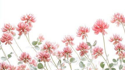 Obraz premium Pink flowers, isolated, white background, floral design, website banner.