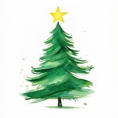 Obraz premium simple clip-art of a Christmas tree with a star on top on white background