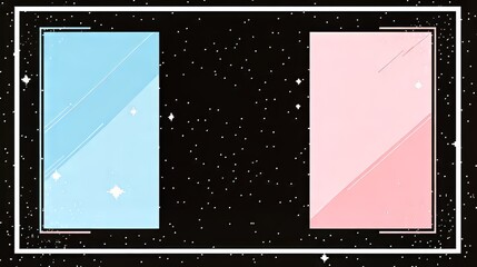 Colorful frames on a starry background, perfect for dreamy design projects.