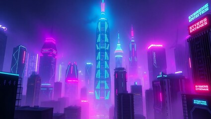 Neon Cityscape: A Retro-Futuristic Nightscape