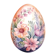 Beautifully Decorated Easter Egg with Delicate Floral Watercolor
