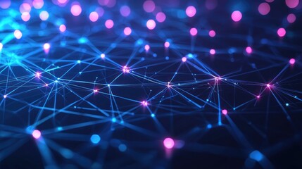 Abstract Network Glowing Lines And Nodes