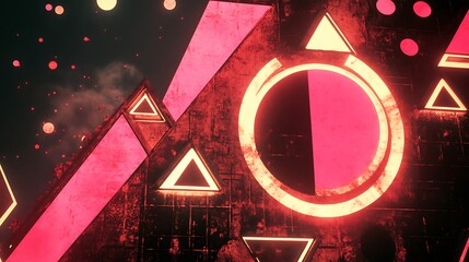 Abstract Neon Geometric Wall Art Design